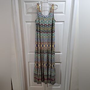 Danny & Nicole Blue Orange Sleeveless Maxi Sundress